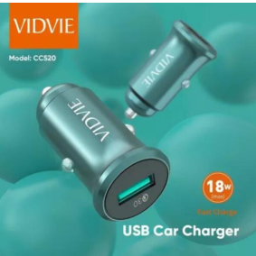 [CC520 TIPO C] CARGADOR DE CARRO VIDVIE CC520 1 PUERTO TIPO C 18 WATTS